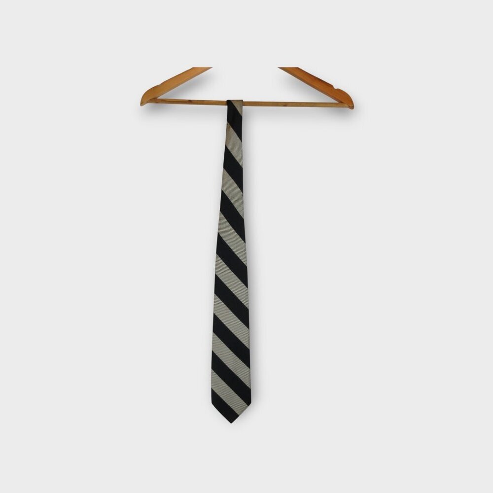 Christian Dior Silk Striped Tie Navy Gray Size OS